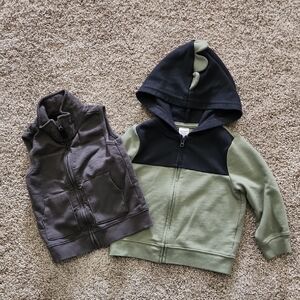 Kids Green and Gray Hoodie and Vest Set